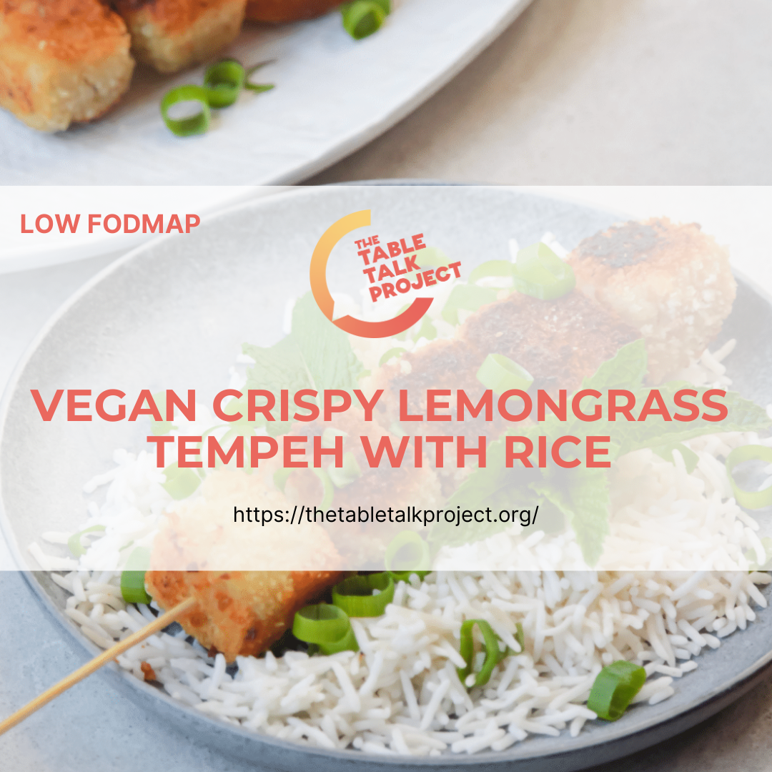 Low Fodmap Vegan Crispy lemongrass tempeh with rice The Table Talk